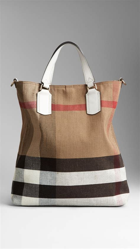 burberry check cotton canvas tote|burberry medium canvas check tote.